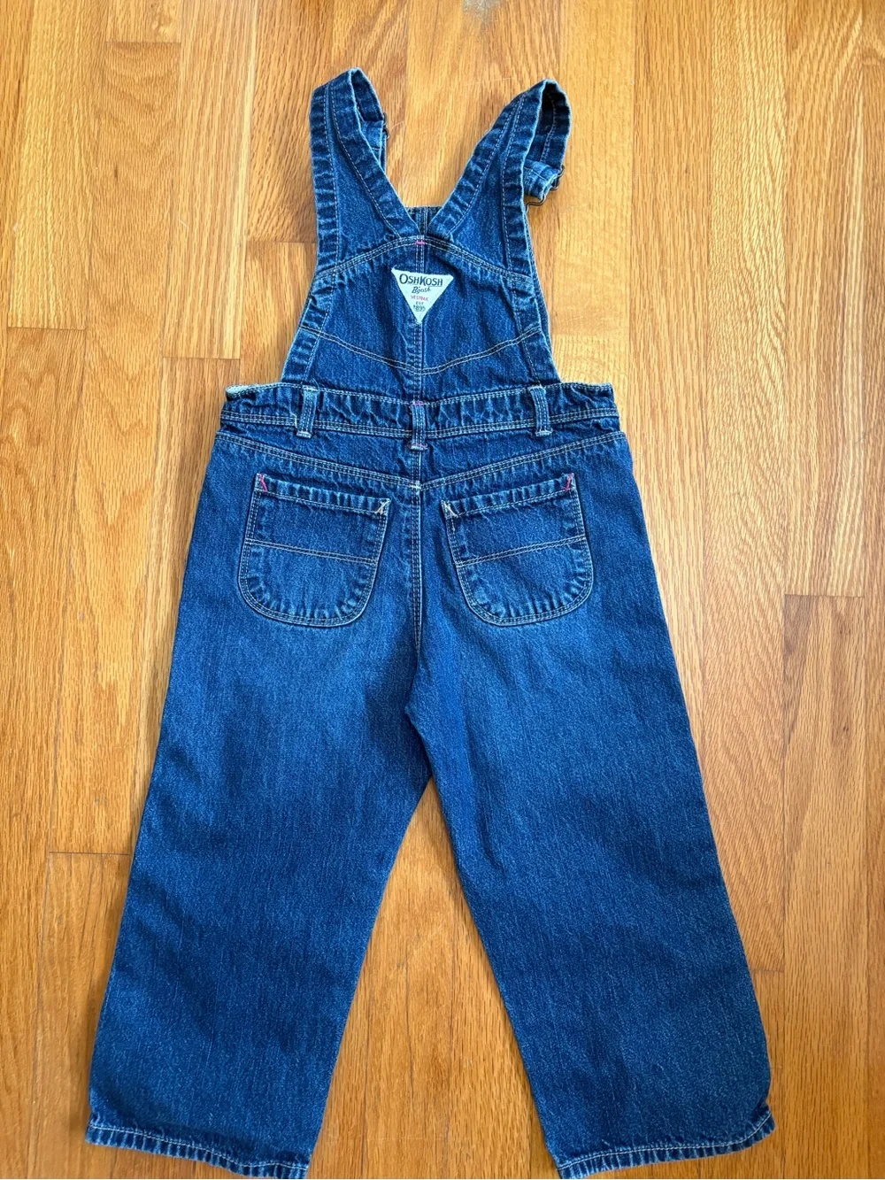 OshKosh B'Gosh Girl Jean Vestback Coveralls 3T Embroidery